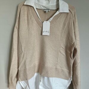 Wonderly Beige V-Neck Sweater
